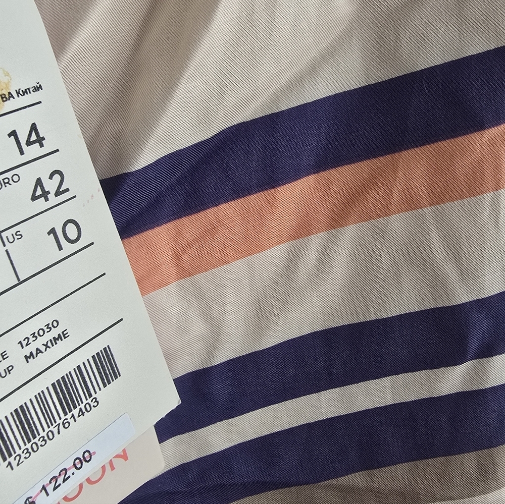 NWT! MONSOON Striped Dress in Peach, Blue & Black - Picture 4 of 4